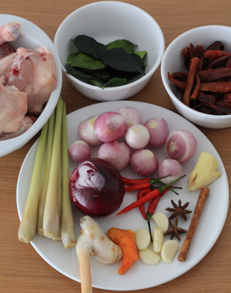 Ingredients for chicken rendang